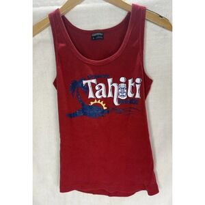 Vintage 90's Y2K Aeropostale Size Small Tahiti Sweetie Ribbed Tank Top Red